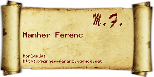 Manher Ferenc névjegykártya